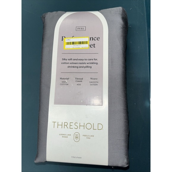 Full 400 Thread Count Performance Flat Sheet Dark Gray - Threshold: Cotton - Picture 1 of 2
